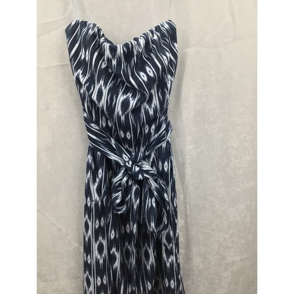 Athleta Ikat Strapless Anywhere Dress Size 2 Blue/White - Picture 7 of 11